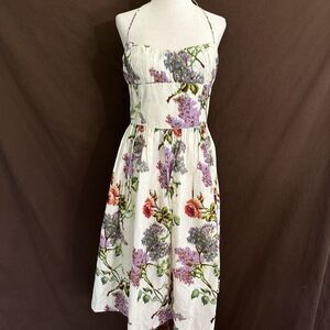 Jill Stuart Women’s 8 Floral Print Cotton Silk Georgette Dress Fit Flare